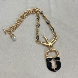 Schiaparelli Gold and Black Pendant Necklace second hand